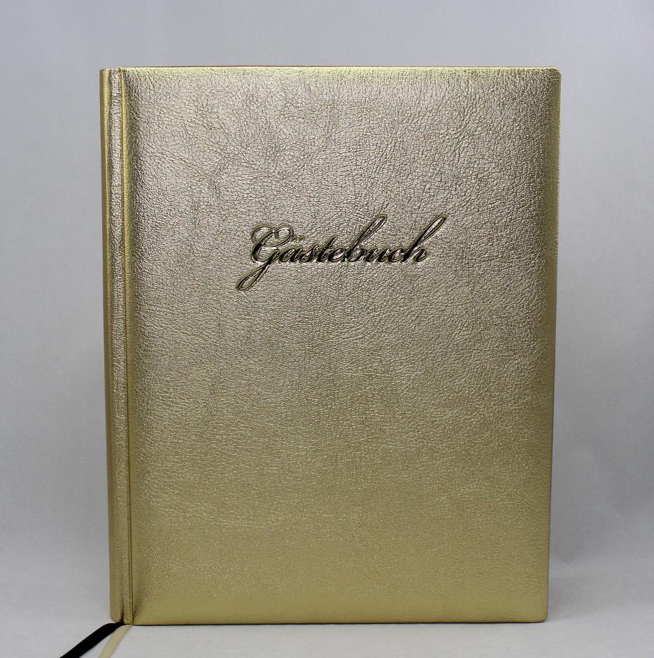 HARDCOVER Gästebuch Gästebücher Hochzeit Ringe Gold Silber Glitzer Ornament Quer 