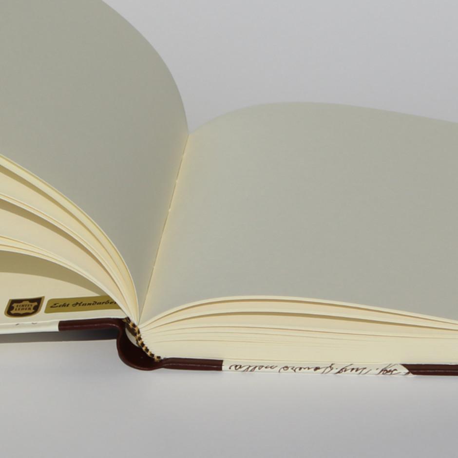 Fadenheftung Tagebuch Scrittura mit braunem Leder