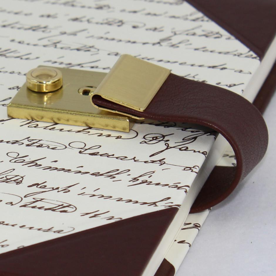 hochwertiges Schloss Tagebuch Scrittura mit braunem Leder