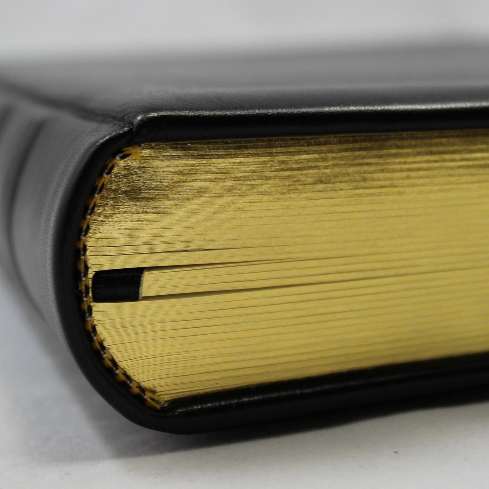 Exklusives Gästebuch Aus Schwarzem Leder Mit Goldschnitt – Handgefertigt In Deutschland
