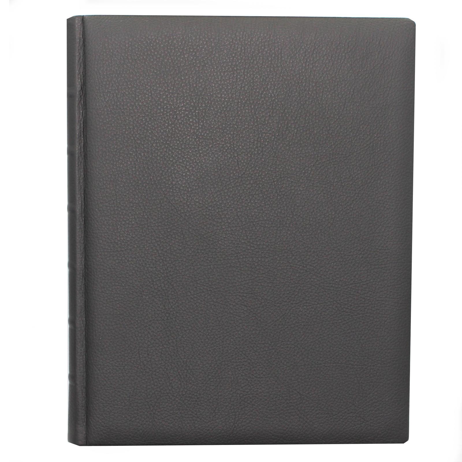 Vera Donna Gästebuch 16 schwarz ohne Prägung Frontansicht Gästebuch dick schwarz Vollrindleder handgerissener Büttenblock