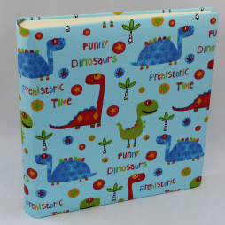 Kinderalbum Dino. Bunte Dinomotive auf Baumwollstoff. Handarbeit Vera Donna