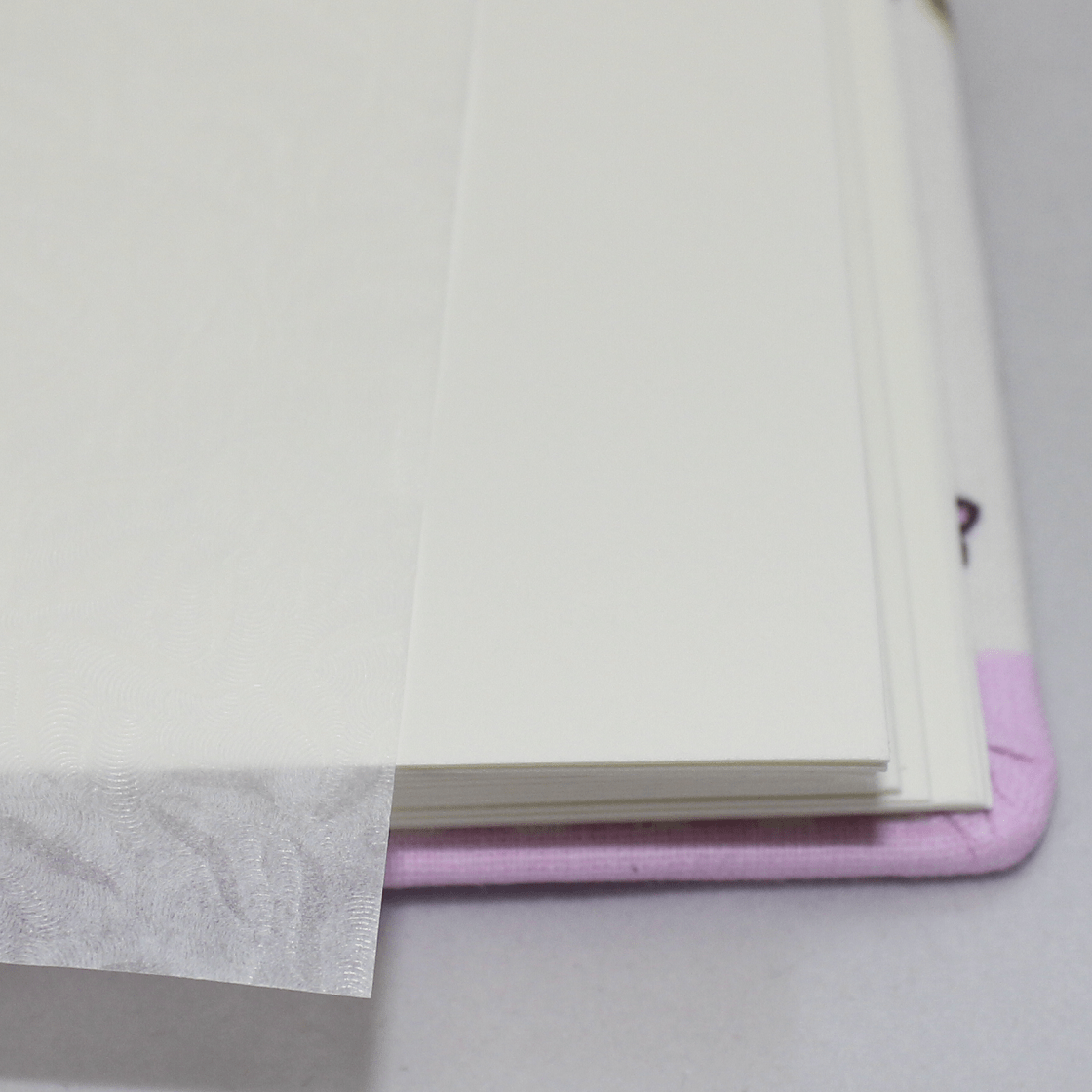 Kinderalbum Teddy rosa. Pergaminpapier und runde Ecken.