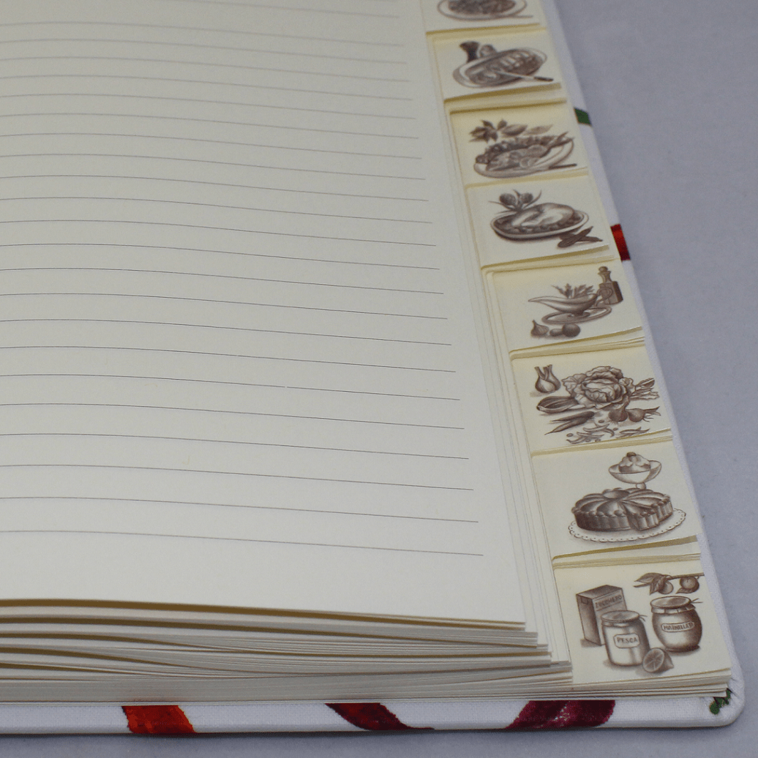 Kochrezept Sammelbuch Peperoni mit Register Register für Ihre schönsten Kochrezepte. Buchbinderei Vera Donna