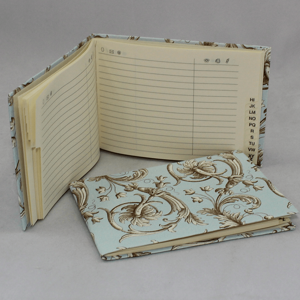 Adressbuch Aquamarin. Handarbeit der Buchbinderei Vera Donna