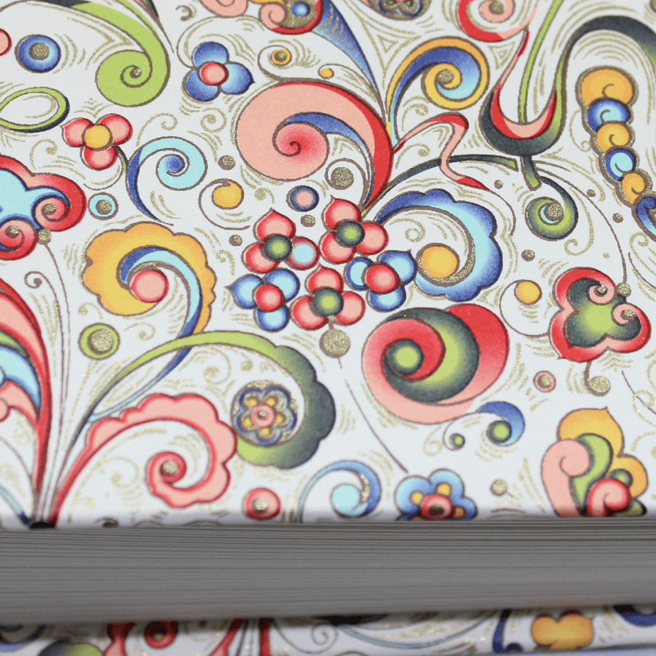 Fotoalbum Tempesta Halbleder rot mit verschnörkeltem Muster Tempesta Blumenmotiv