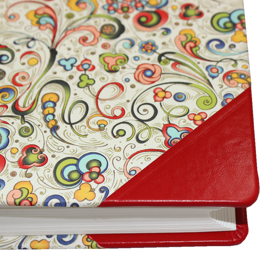 Fotoalbum Tempesta Halbleder rot mit von Hand eingezogenen Ecken Fotoalbum Tempesta groß rot