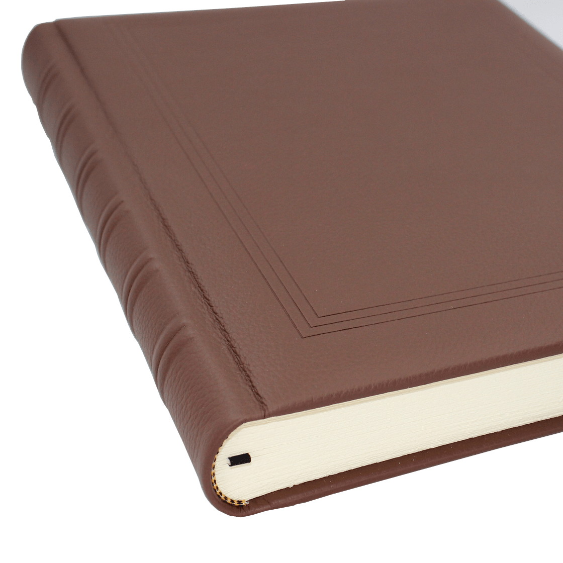 Gästebuch dick braun genarbtes Leder Büttenblock