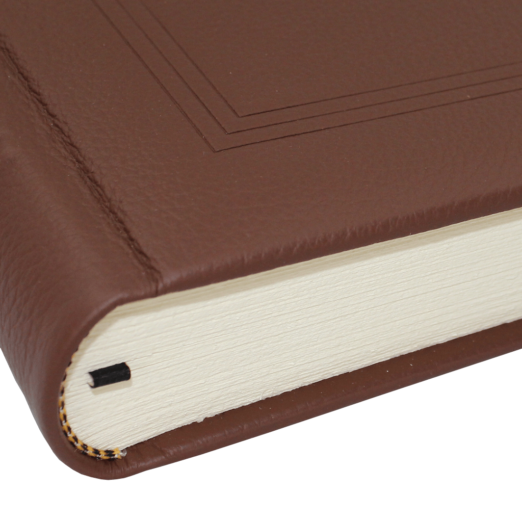 Gästebuch dick braun genarbtes Leder Büttenblock