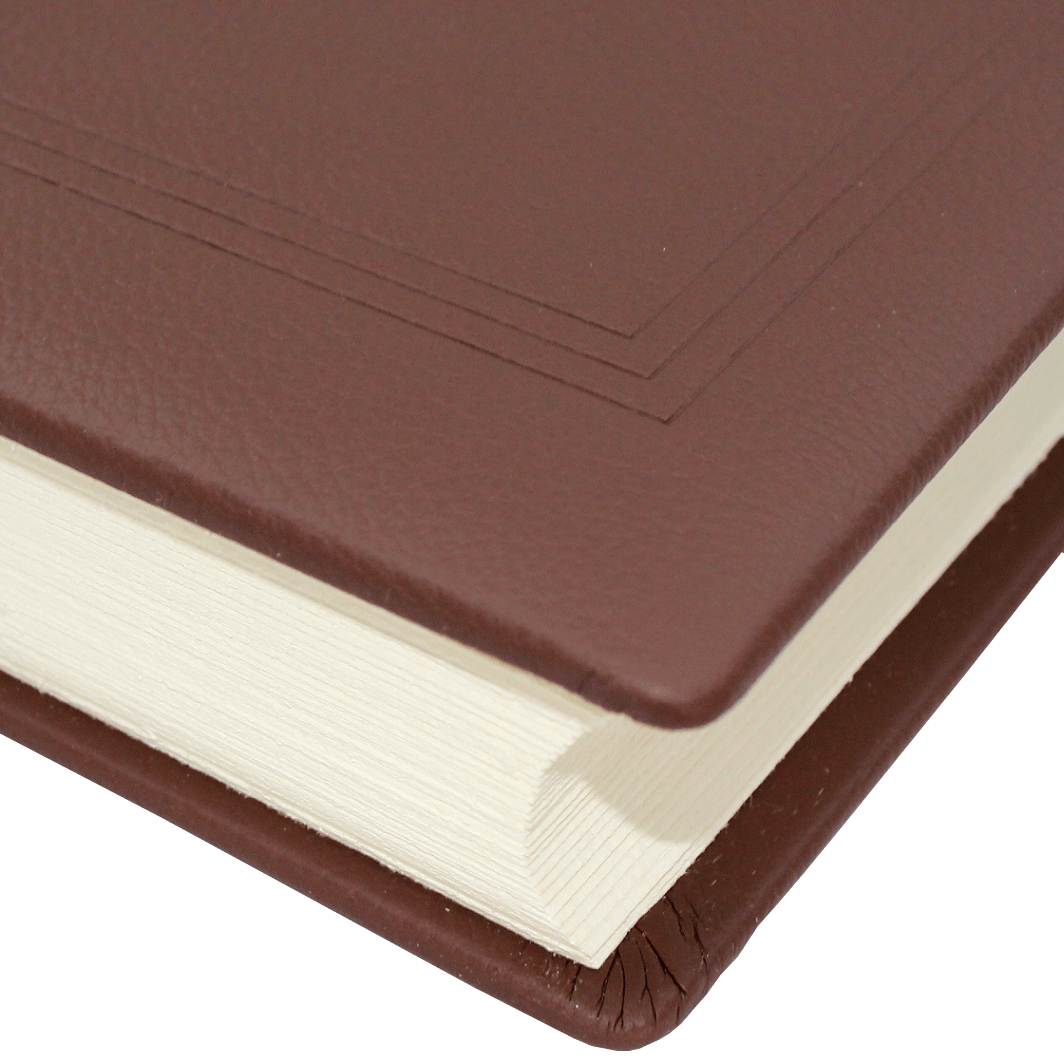 Gästebuch dick braun genarbtes Leder Büttenblock