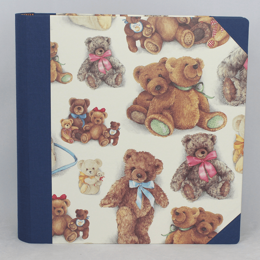Kinderalbum Bärenfamilie Leinen blau im Stoffeinband
