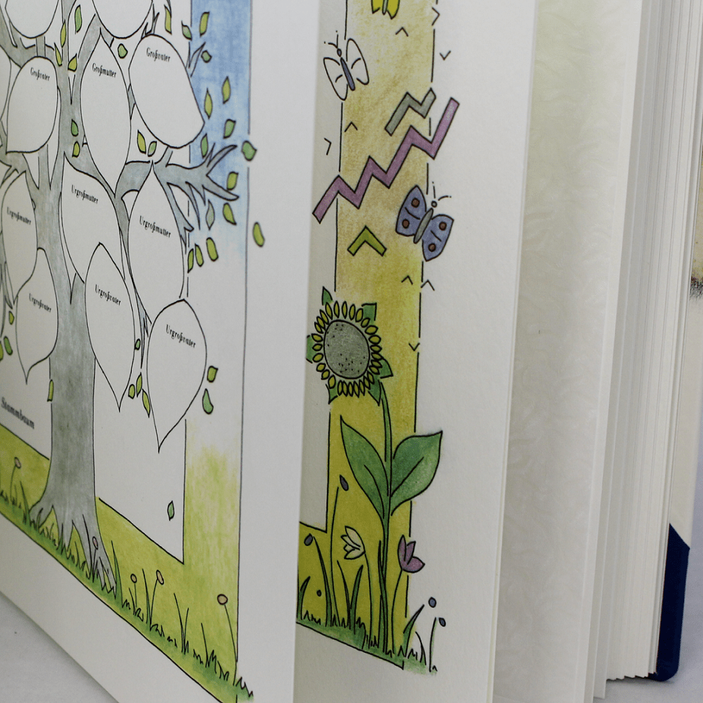 Kinderalbum Bärenfamilie Leinen blau mit kindgerechten Motiven