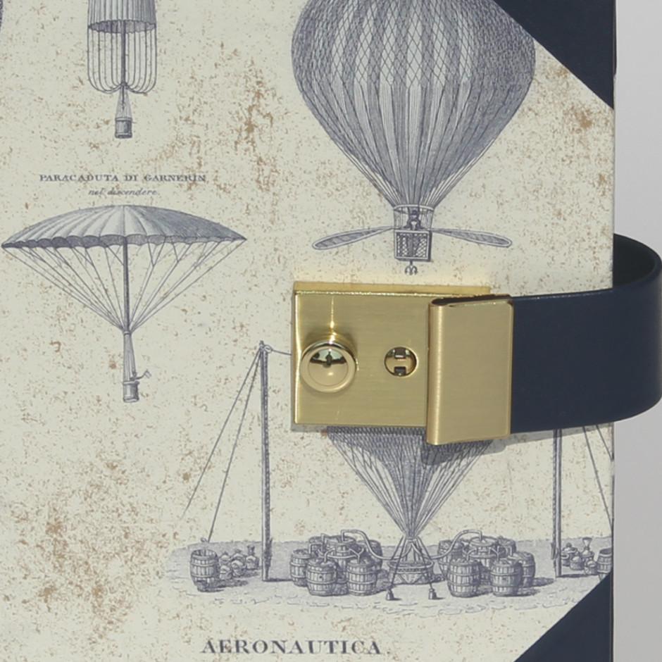 Tagebuch Aereonautica Einband Tagebuch Aereonautica Halbleder mit Schloss