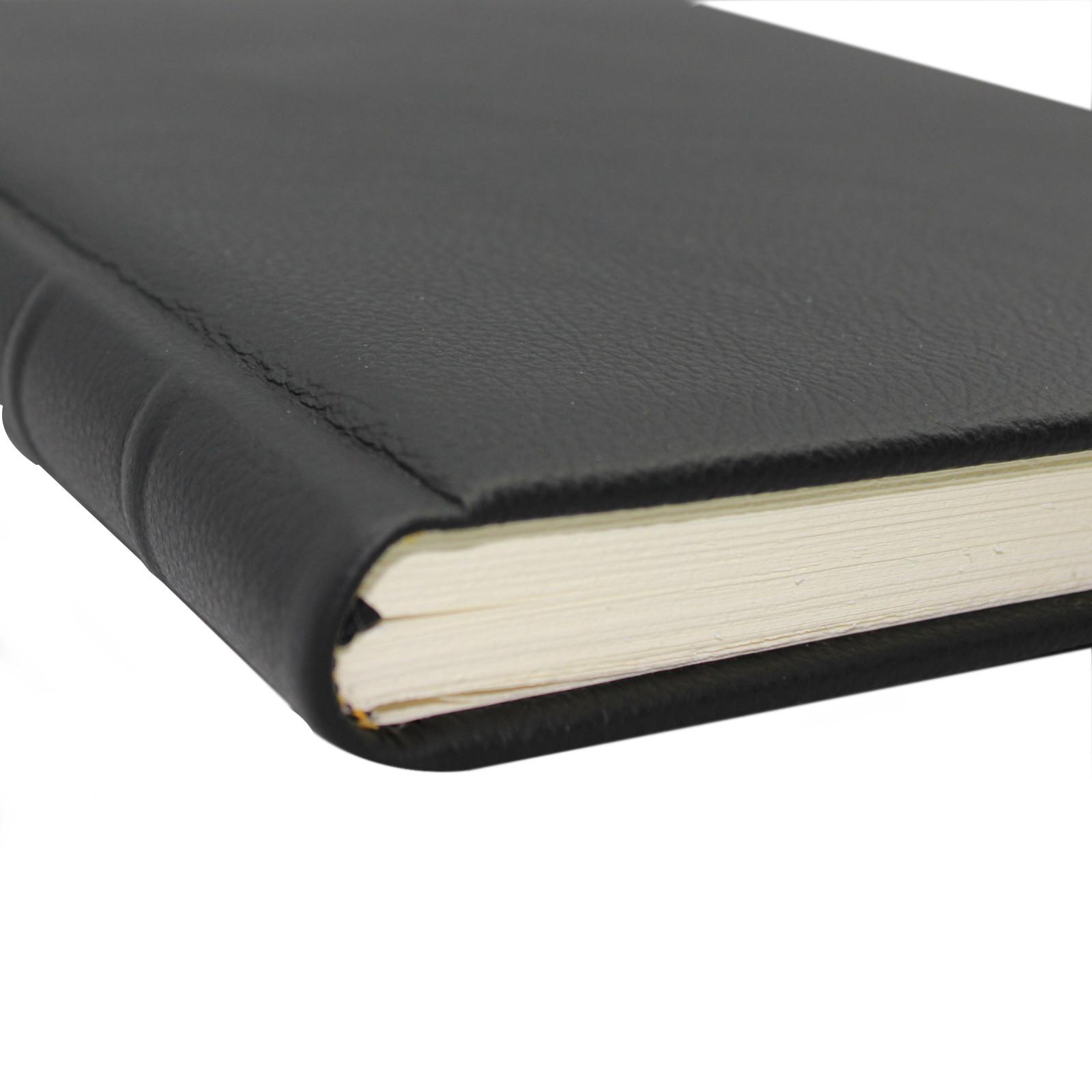 Vera Donna Gästebuch 16 schwarz ohne Prägung Buchrücken Gästebuch dick schwarzes Leder mit Büttenblock