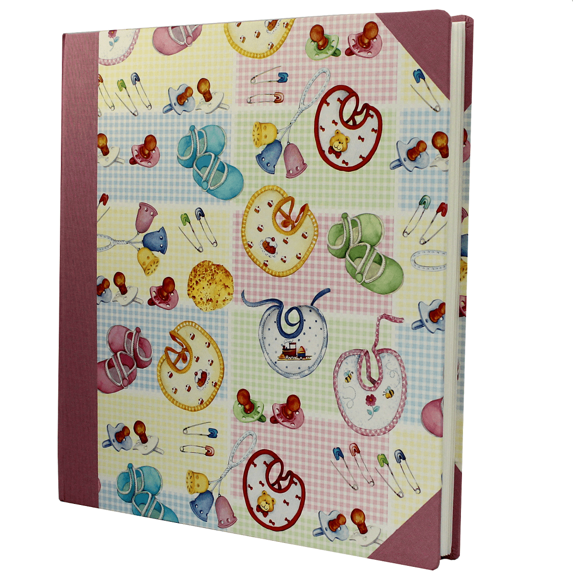 Fotoalbum Baby Leinen rosé mit kindgerechten Motiven Fotoalbum Baby Leinen rosé