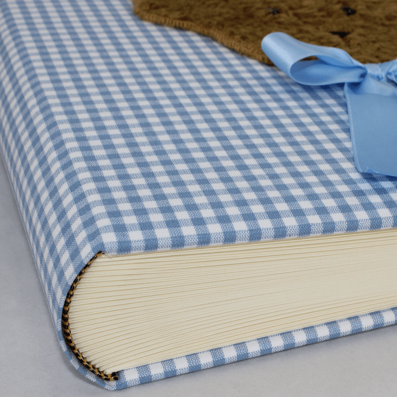 kinder-fotoalbum-teddy-blau-gross-fadenheftung Kinder Fotoalbum Teddy