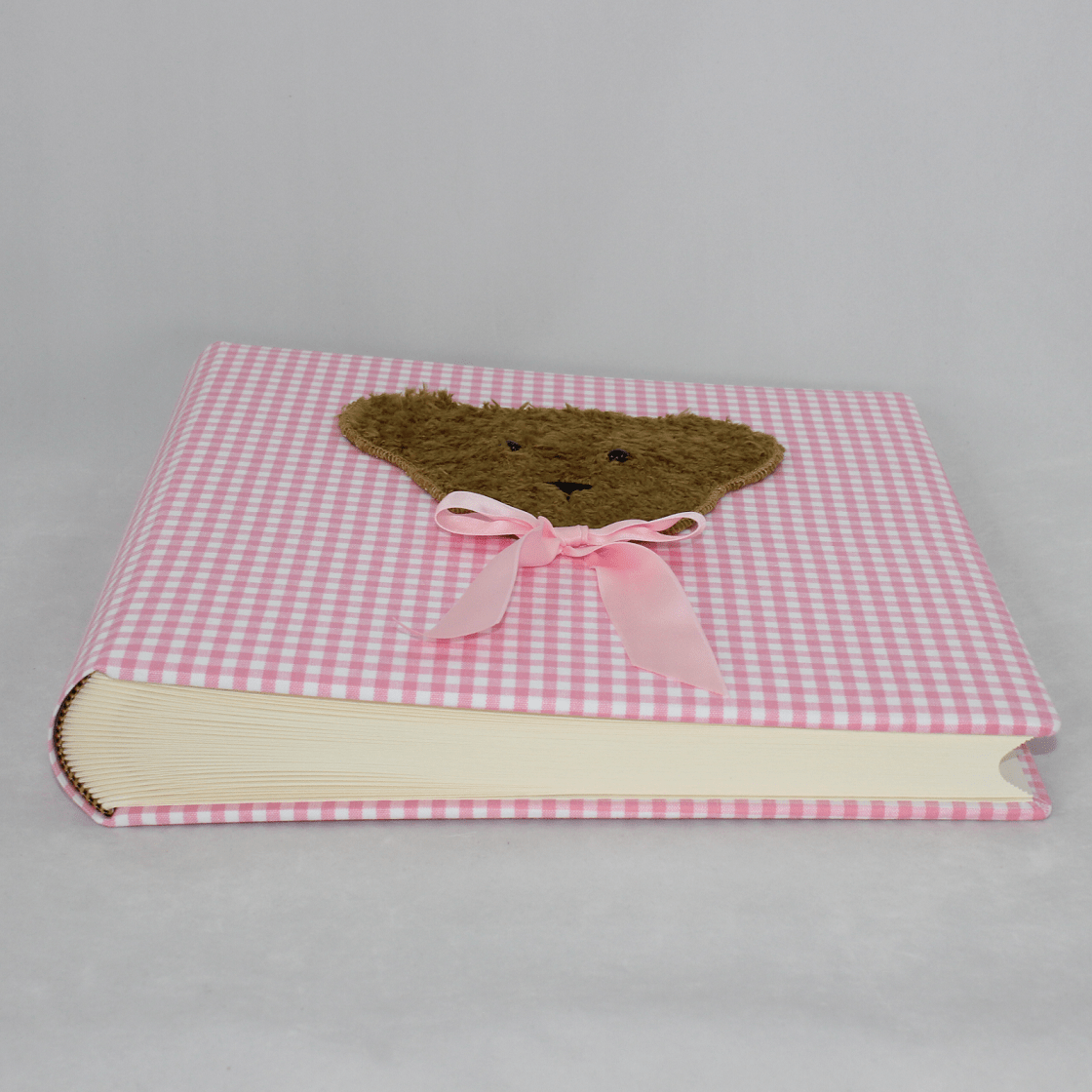 kinder-fotoalbum-teddy-rosa-gross-mit-satinschleife Kinder Fotoalbum Teddy
