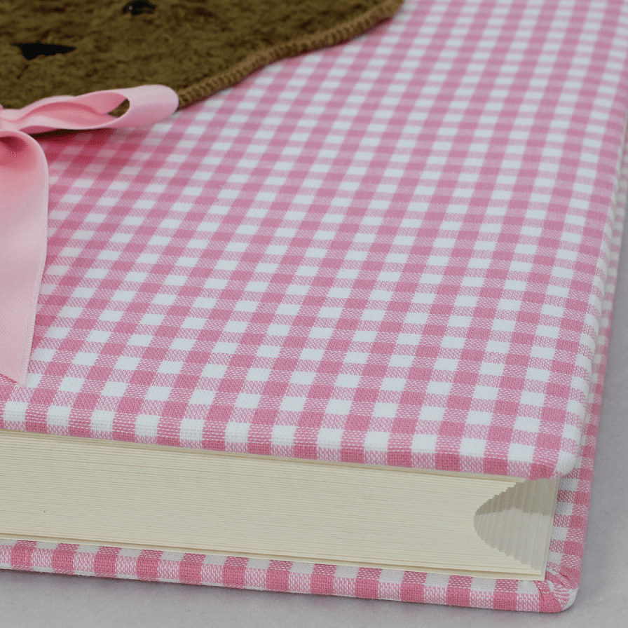 kinder-fotoalbum-teddy-rosa-gross-mit-von-hand-eingezogenen-ecken Kinder Fotoalbum Teddy