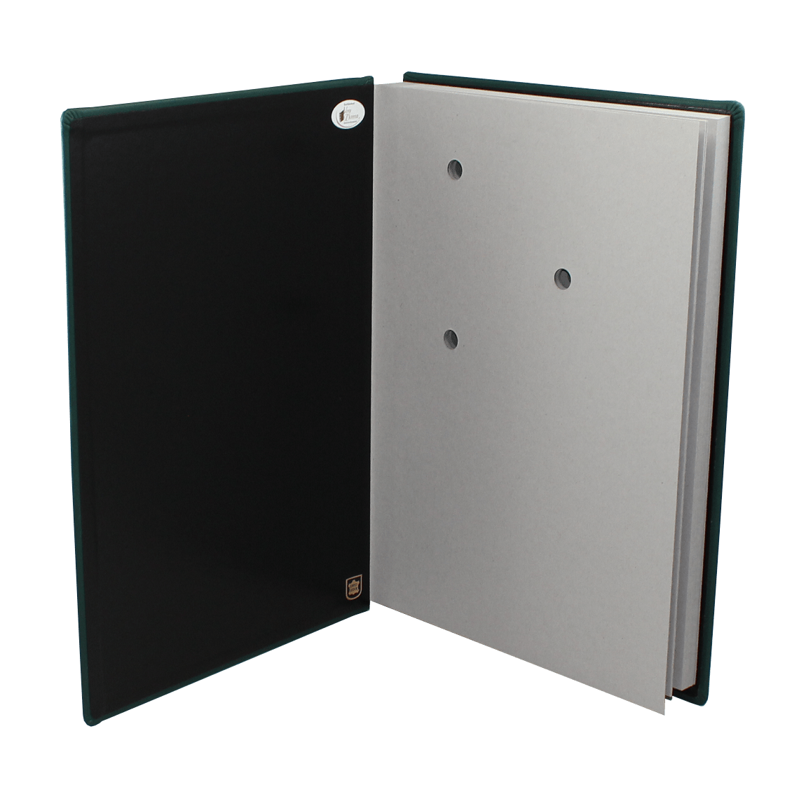 Unterschriftenmappe aus glattem grünem Leder offen Unterschriftenmappe aus glattem Vollrindleder