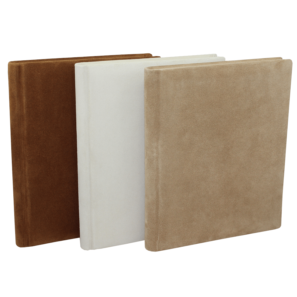 Gästebuch Vesuv Frost in Wildleder mit handgerissenem Büttenblock