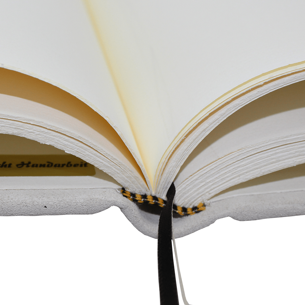 Gästebuch Vesuv Frost in Wildleder mit handgerissenem Büttenblock