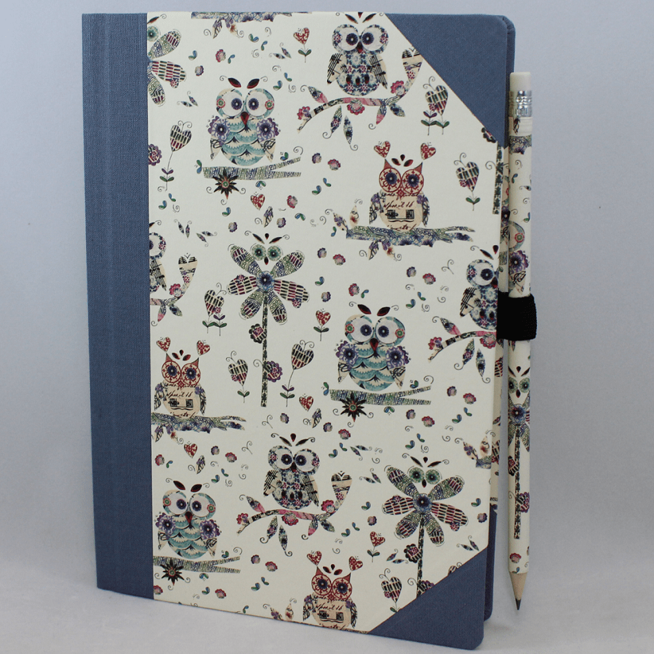Notizbuch Uhu blau