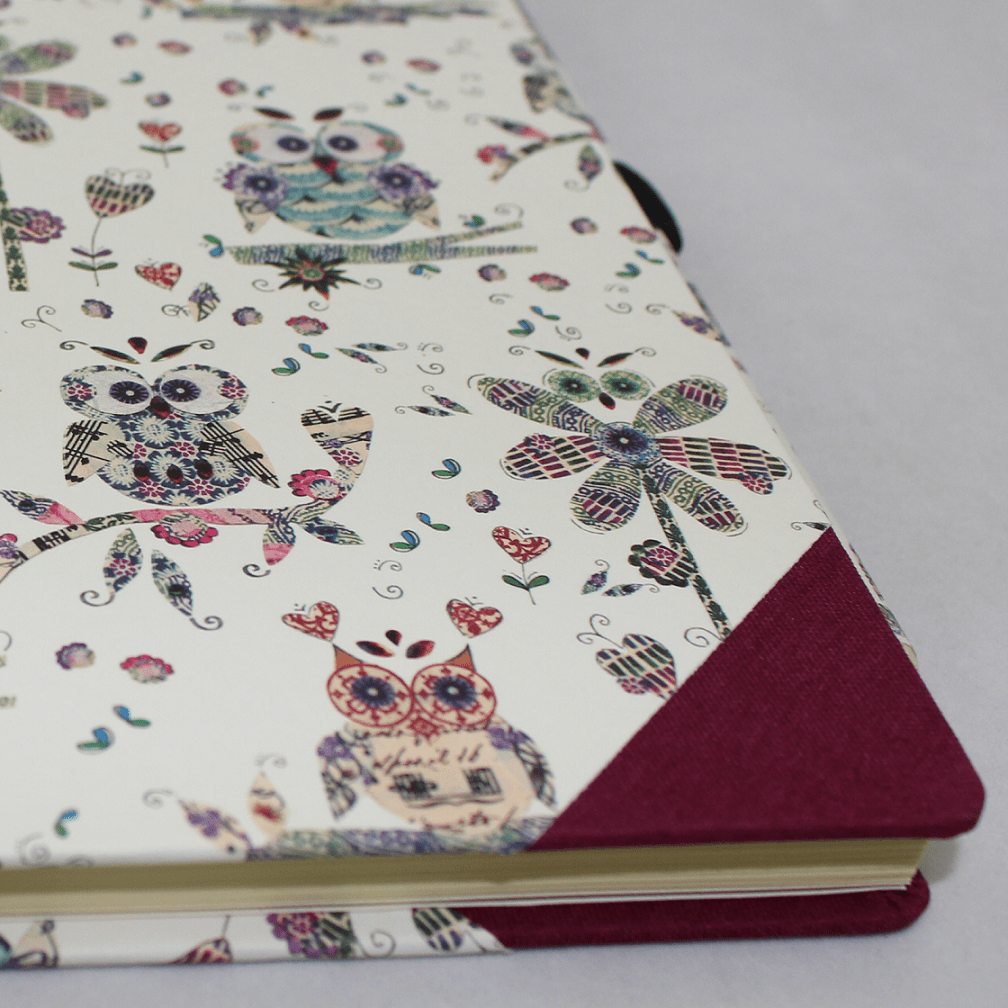 Notizbuch Uhu mit Leinenecken Notizbuch Uhu weinrot