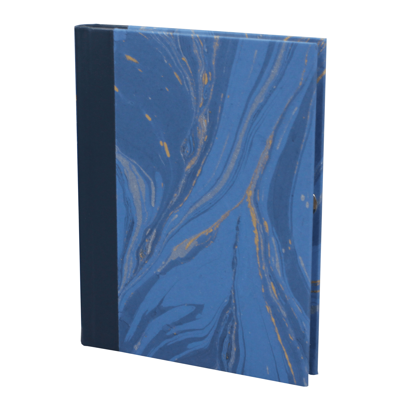 Notizbuch Marmoreffekt mit Stifthalter in blau