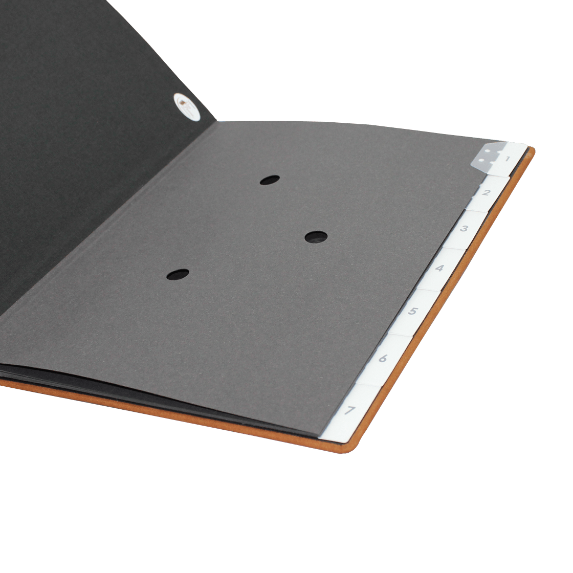 Pultordner Nubukleder 1-7 aus schwarzem Karton Pultordner Nubukleder mit Registern 1-7