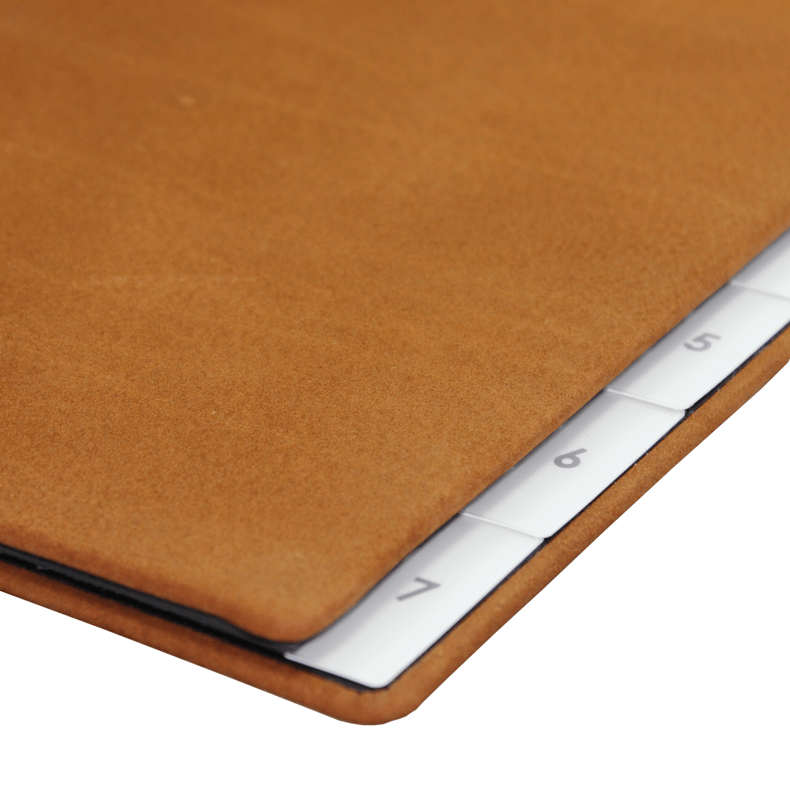 Pultordner Nubukleder 1-7 mit von Hand gerundeten Ecken Pultordner Nubukleder mit Registern 1-7