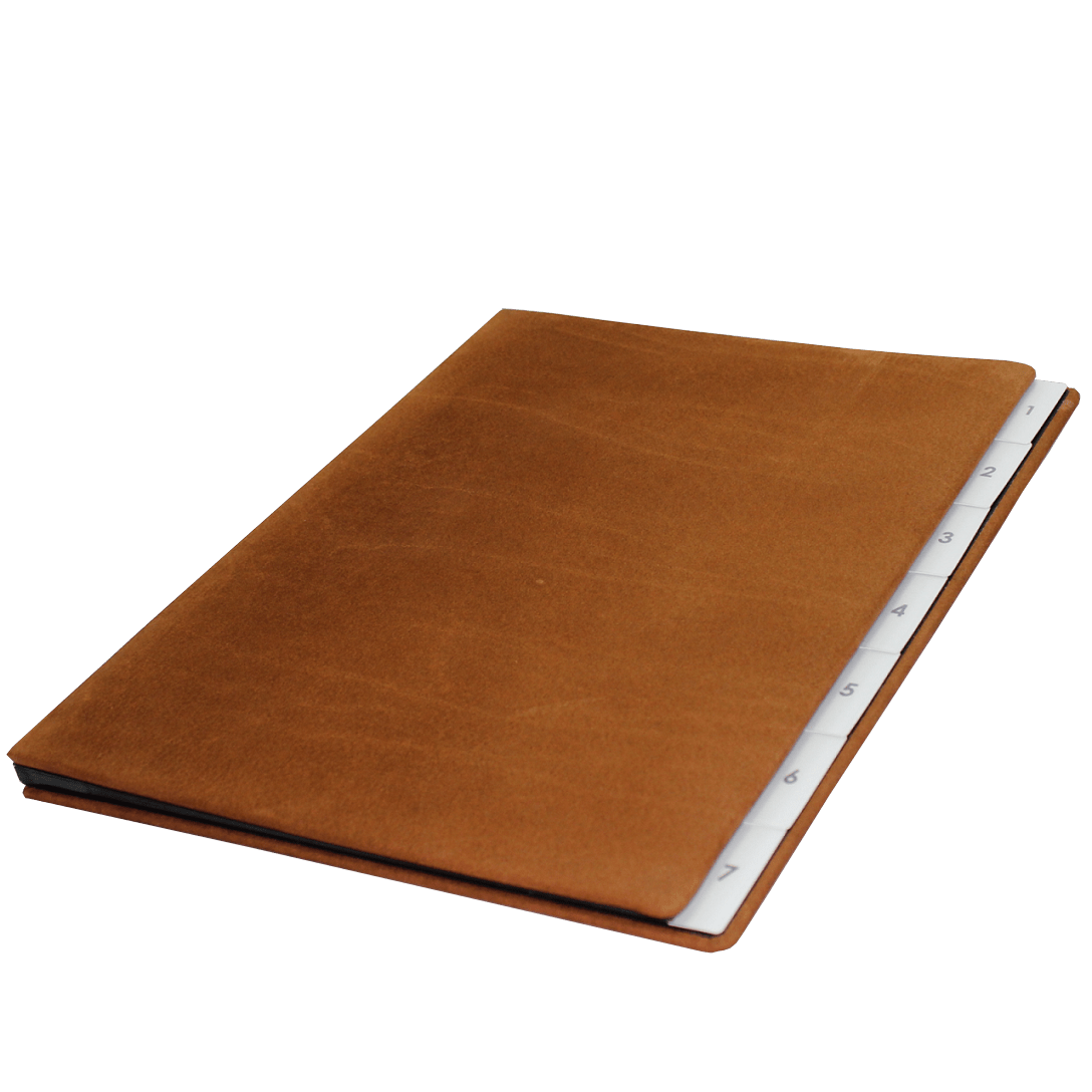Pultordner Nubukleder mit Register von 1-7 Pultordner Nubukleder mit Registern 1-7