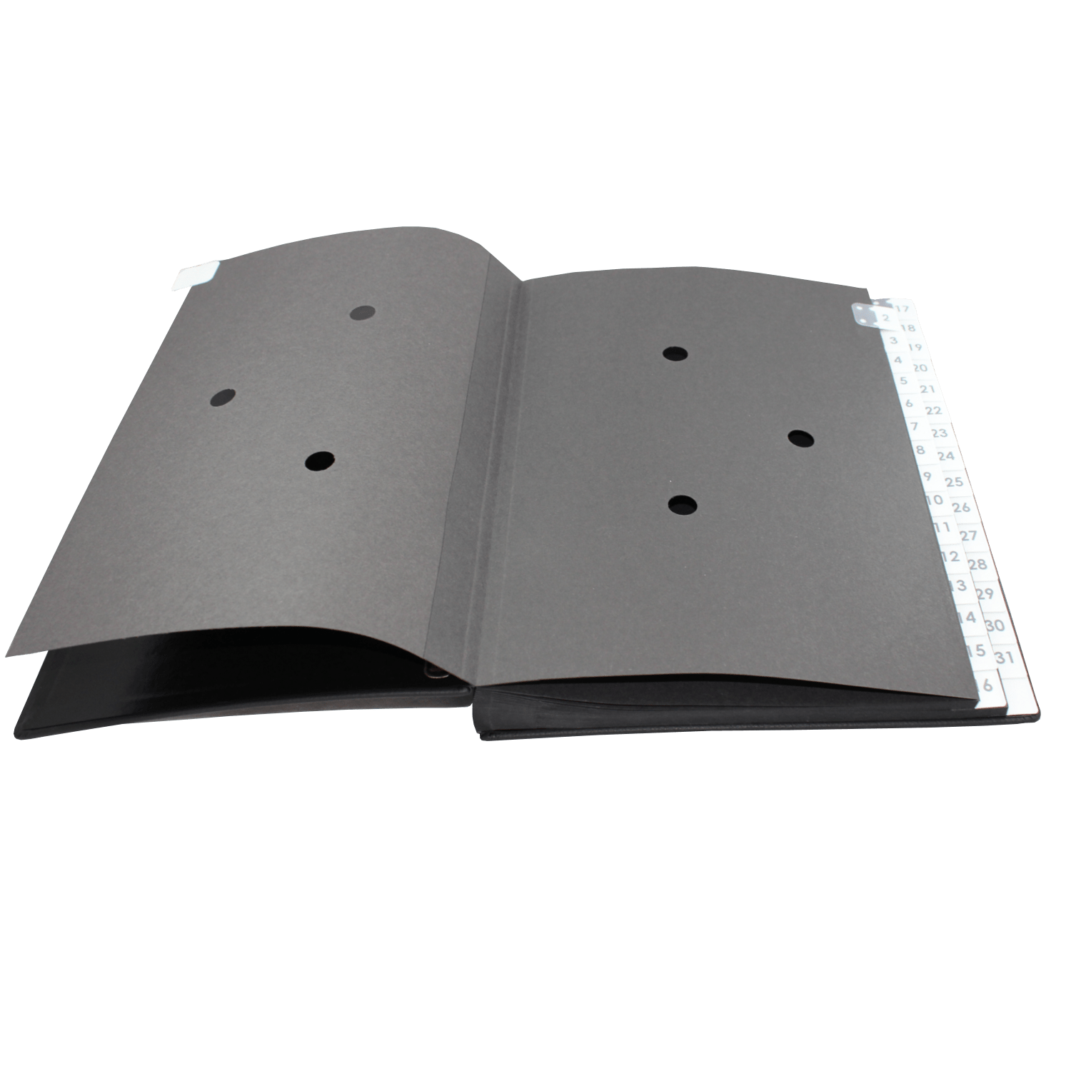 Pultordner mit Registern 1-31 aus genarbtem Vollrindleder in Schwarz