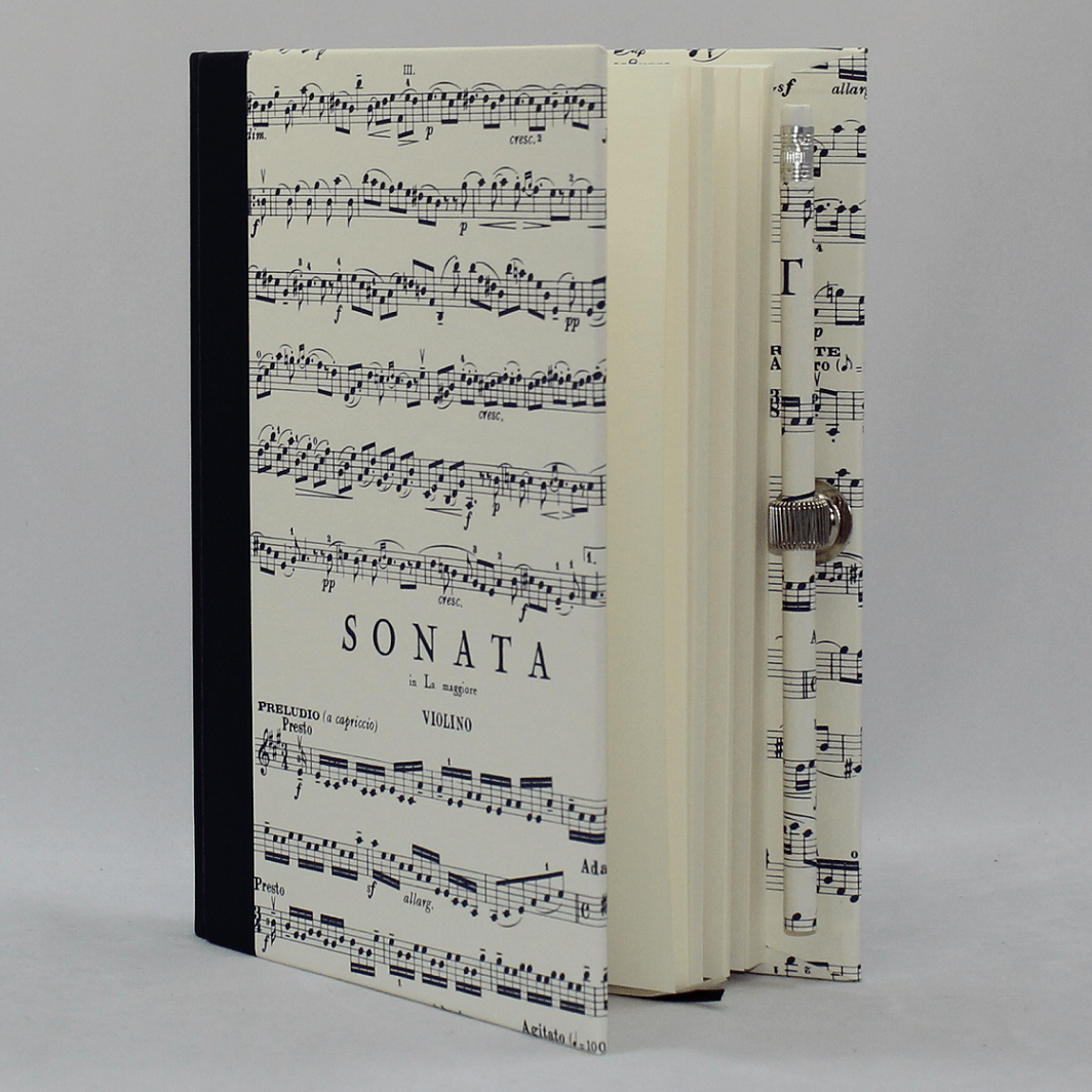 Einschreibbuch Sonata mit Stift Einband im Notendesign