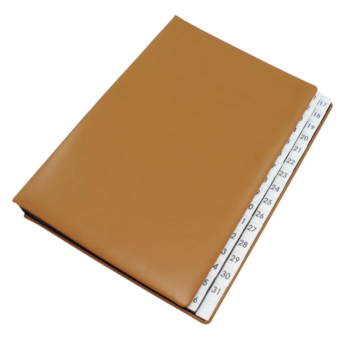 Pultordner mit Register 1-31 aus glattem Vollrindleder in Cognac