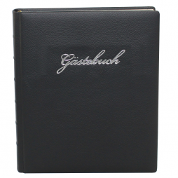 Gästebuch Leder schwarz mit Silberblock und Silberprägung