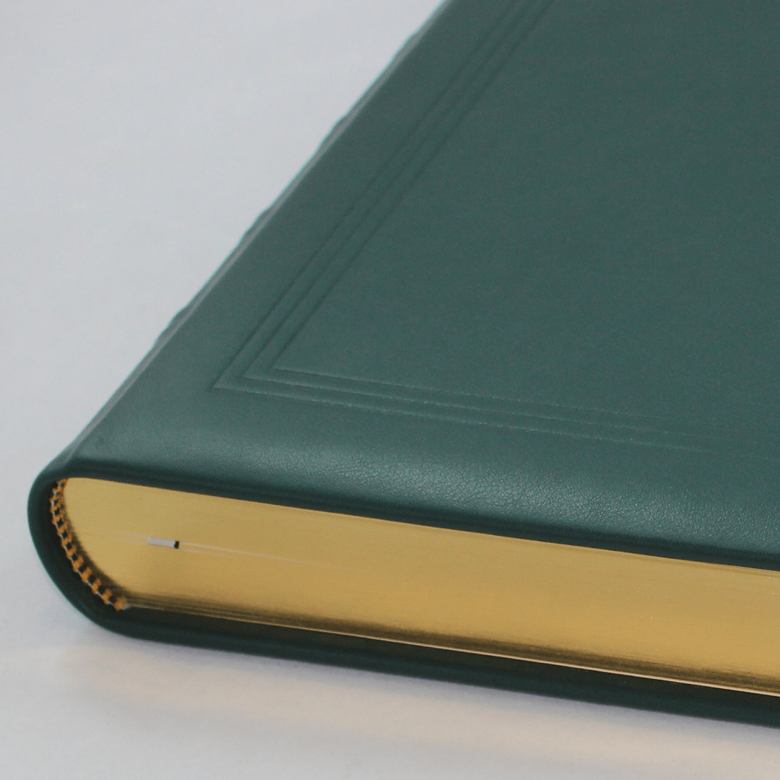 Gästebuch dick aus grünem Leder mit Goldschnittblock