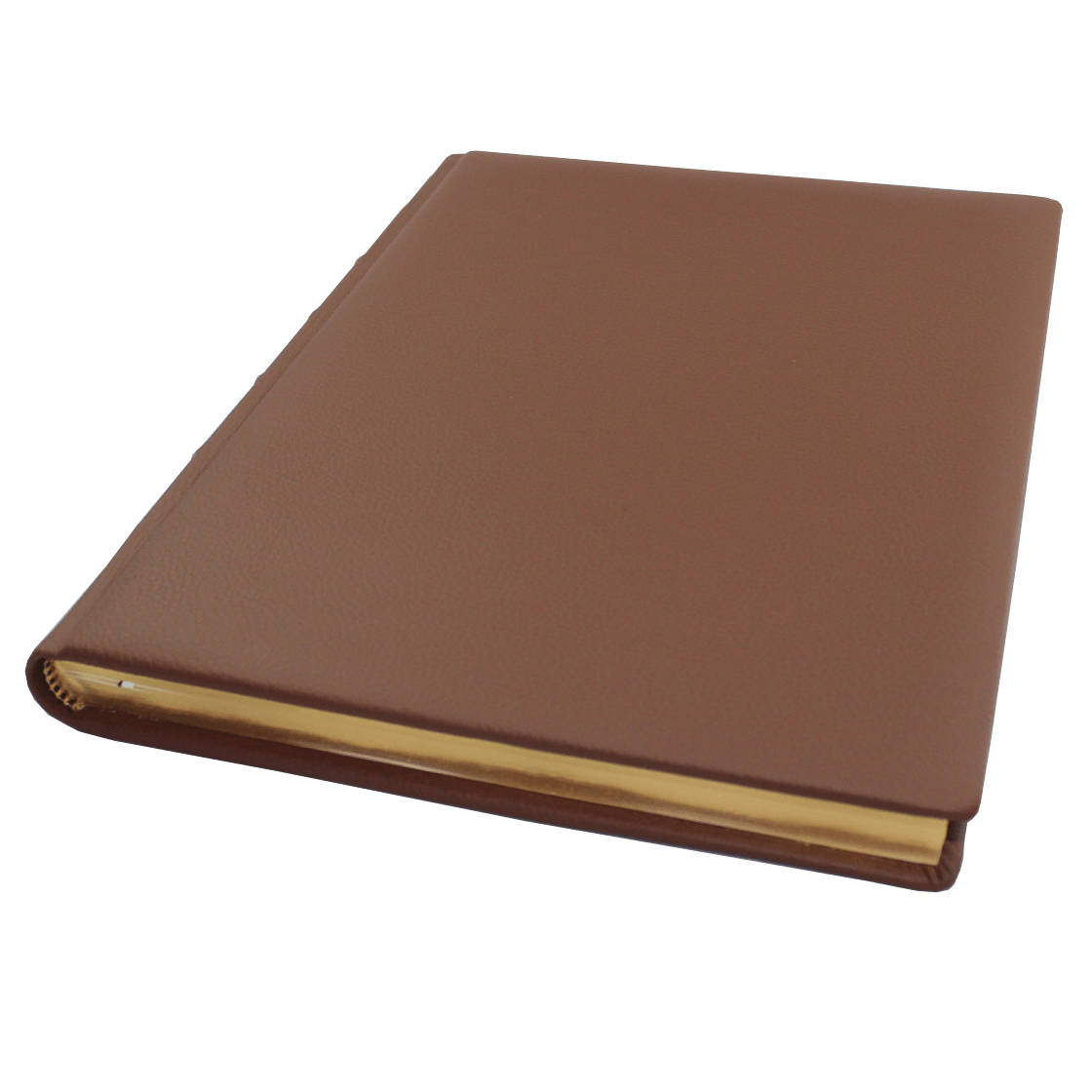 Gästebuch aus braunem genarbtem Leder mit Goldschnittblock