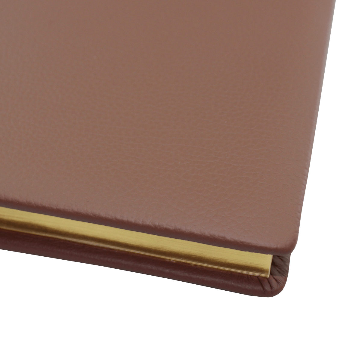 Gästebuch aus braunem genarbtem Leder mit Goldschnittblock