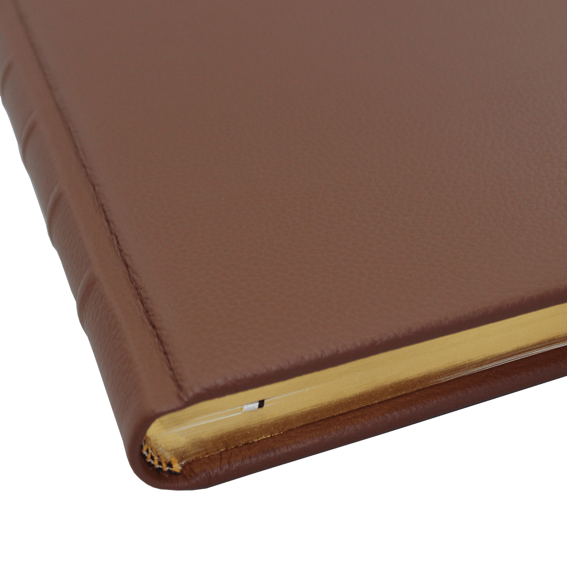 Gästebuch aus braunem genarbtem Leder mit Goldschnittblock