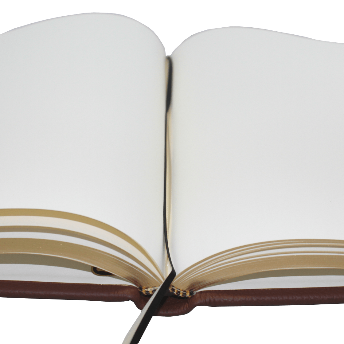 Gästebuch aus braunem genarbtem Leder mit Goldschnittblock