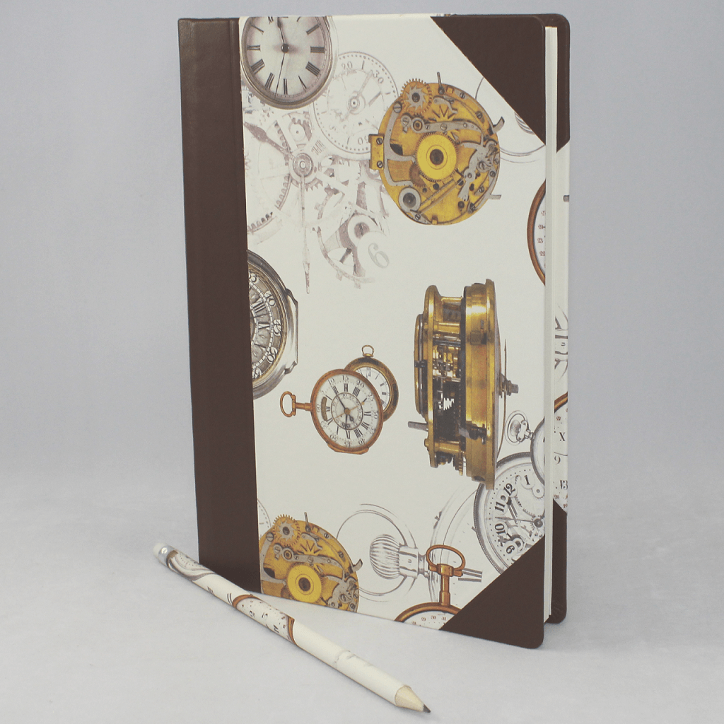 Notizbuch Time mit braunem Leder