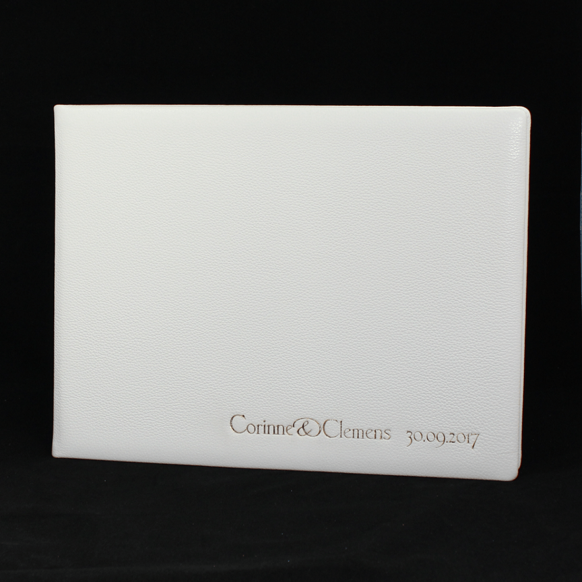 Foto-Gästebuch aus weißem Leder Foto-Gästebuch aus weißem Leder mit Goldprägung