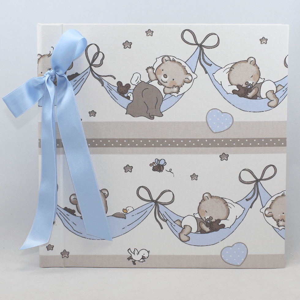Kinderalbum Teddy blau mit Kordelbindung