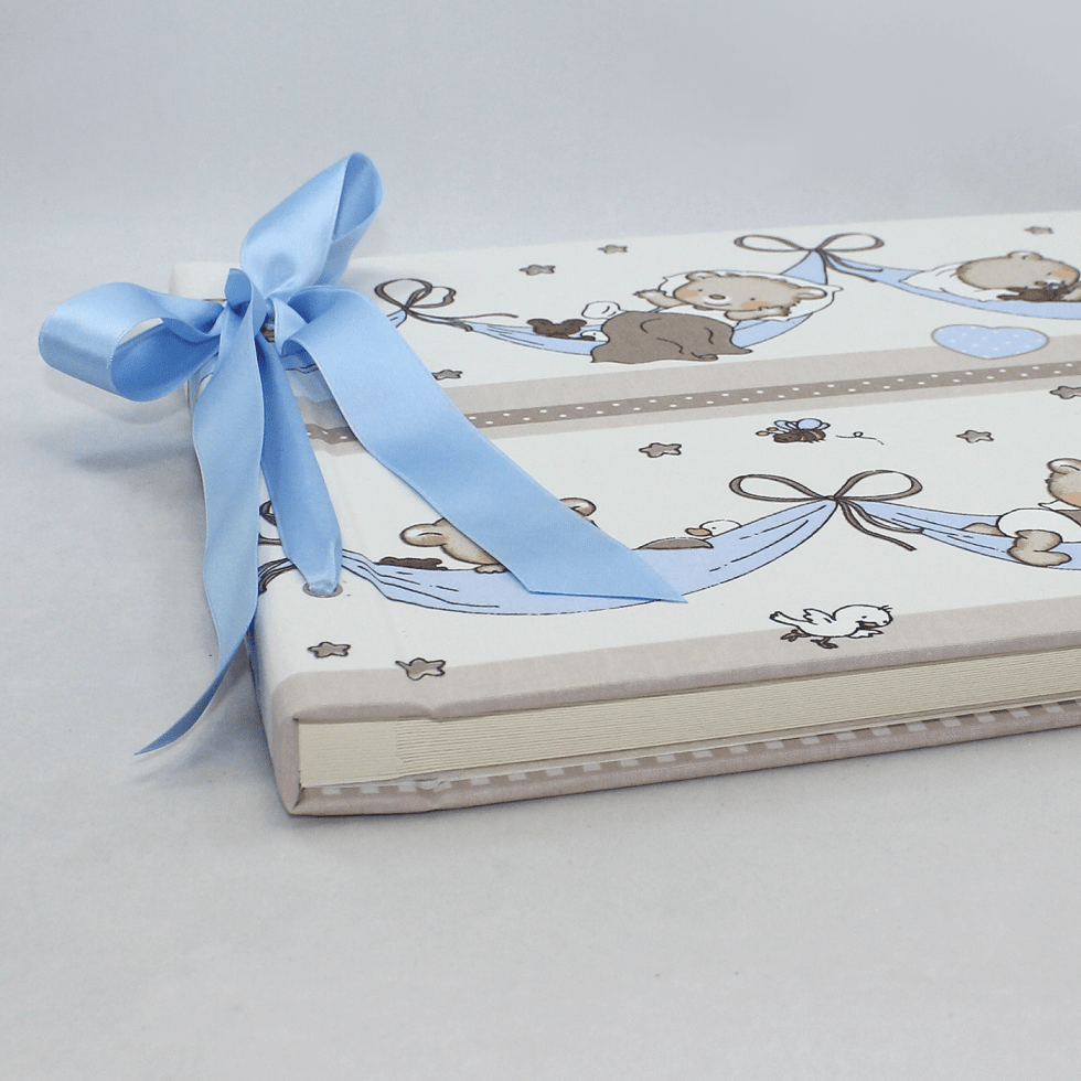 Kinderalbum Teddy blau mit Kordelbindung