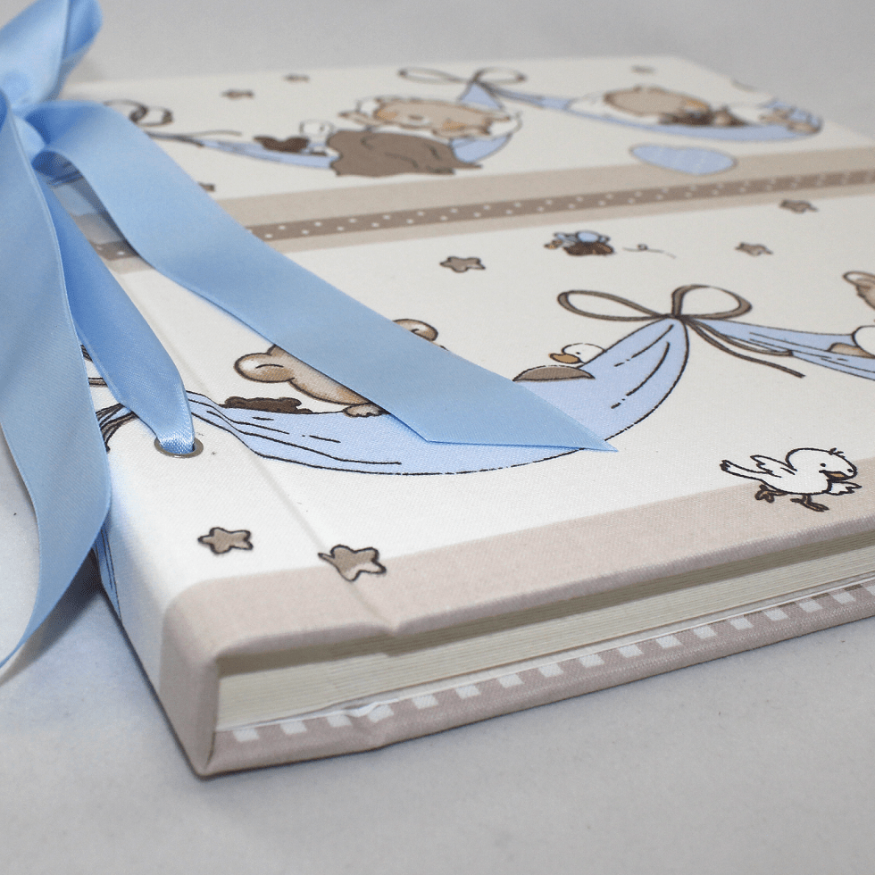 Kinderalbum Teddy blau mit Kordelbindung