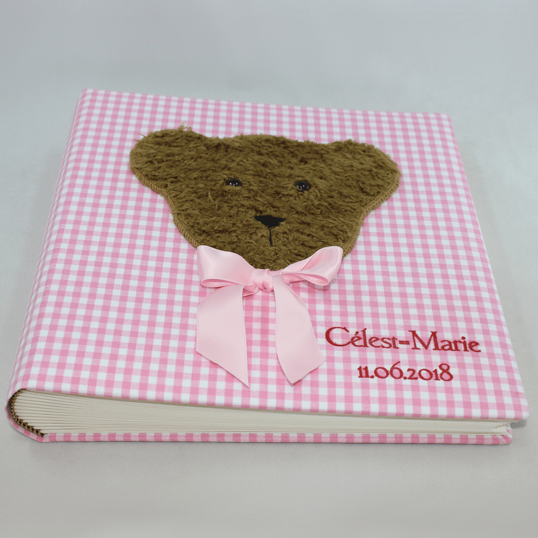Kinderalbum Karo Teddy rosa mit Individualisierung