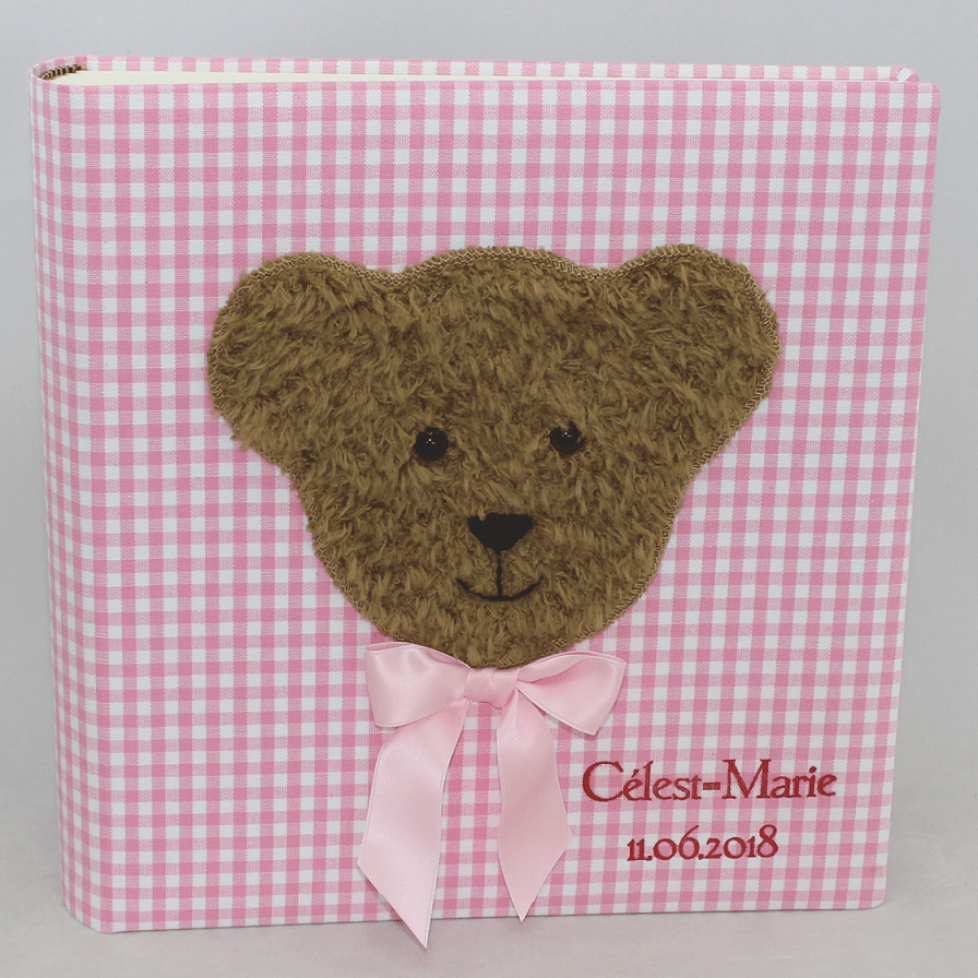 Kinderalbum Karo Teddy rosa mit Individualisierung