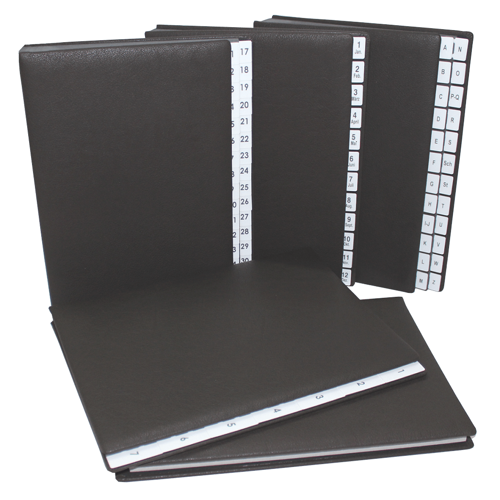 Kollektion aus Büffelleder Pultordner aus Büffelleder mit Register 1-7