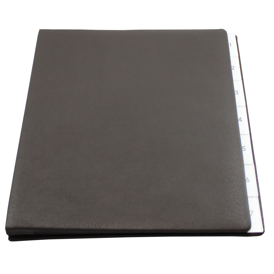 Pultordner aus Büffelleder mit Register 1-7 liegend Pultordner aus Büffelleder mit Register 1-7