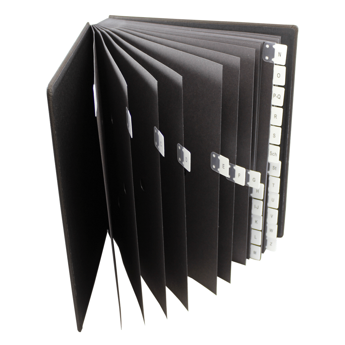 Pultordner mit Register A-Z aus genarbtem schwarzem Vollrindleder Pultordner aus Büffelleder mit Register A-Z